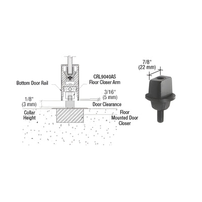 CRL Floor Mounted Closer 1/8" Collar Height Tapered Type Spindle