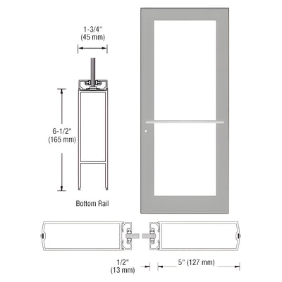 CRL-U.S. Aluminum Clear Anodized Custom Single Series 550 Wide Stile Center Pivot Entrance Door for Overhead Concealed Door Closer