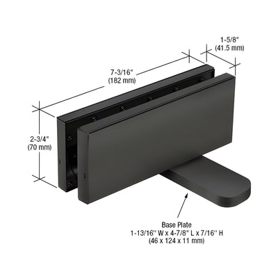 CRL Matte Black Hydraulic Patch Fitting with 2-9/16" Setback - 90º Hold Open Model