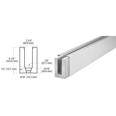 CRL Satin Anodized B7S Series Custom Length Square Base Shoe Drilled for 3/4 Glass