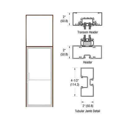 CRL-U.S. Aluminum Custom Size Dark Bronze/Black Anodized Class 1 Series 451 Tubular Butt Hinge Transom Frame Complete (1FT)