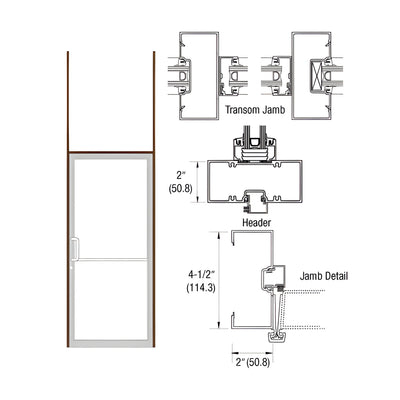 CRL-U.S. Aluminum Dark Bronze/Black Anodized Class 1 40" x 126" 451 Series Left Hand Open Back Butt Hinge Transom Frame Complete (1FT)