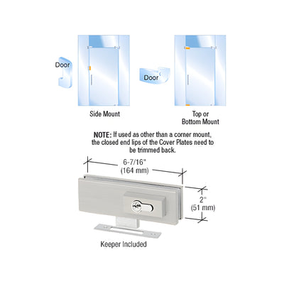 CRL Brushed Stainless EUR Series Complete Patch Lock Including Cylinder