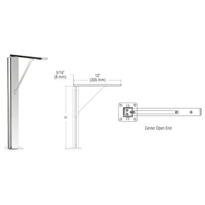 CRL Polished Stainless Center 24" Plaza Series Sneeze Guard Post with Top Shelf
