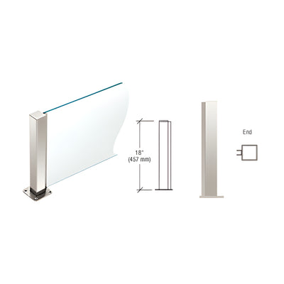 CRL Polished Stainless 18" High 1-1/2" Square PP43 Plaza Series Counter/Partition End Post