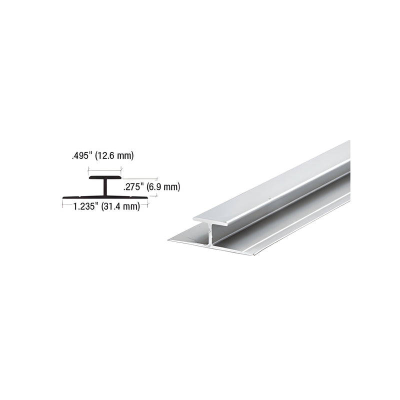 A satin anodized aluminum divider bar shown with a technical cross-section diagram displaying its dimensions.