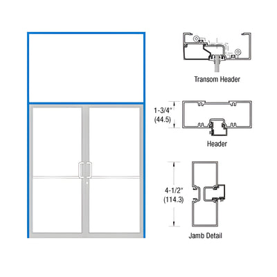 CRL-U.S. Aluminum Custom KYNAR® Paint Custom Sized Series 450 Tubular Butt Hinge Transom Frame Complete (2FT)