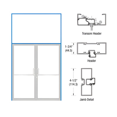 CRL-U.S. Aluminum Bronze Black Anodized Tubular Transom Frame for Pair Doors Prepped for Pair DH009 Butt Hinges and Flush Bolts