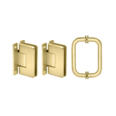 CRL Polished Brass Cologne 037 Hinge and Shower Pull Handle Set
