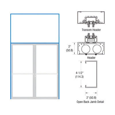 CRL-U.S. Aluminum Bronze Black Anodized 2" x 4-1/2" 451 Series Transom Double Door Frame