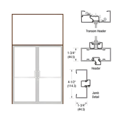 CRL-U.S. Aluminum Custom Sized Bronze Black Anodized Custom Sized Series 450 Open Back Butt Hinge Transom Frame Complete (2FT)