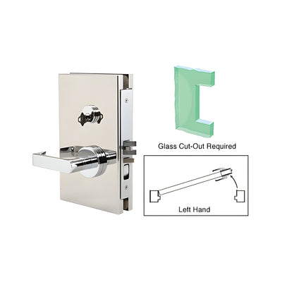 CRL Polished Stainless 6" x 10" LH Center Lock with Deadlatch in Office Function
