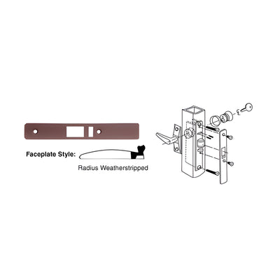 CRL Dark Bronze Radius Weather-stripped Faceplate for DL2140 Deadlatch Locks