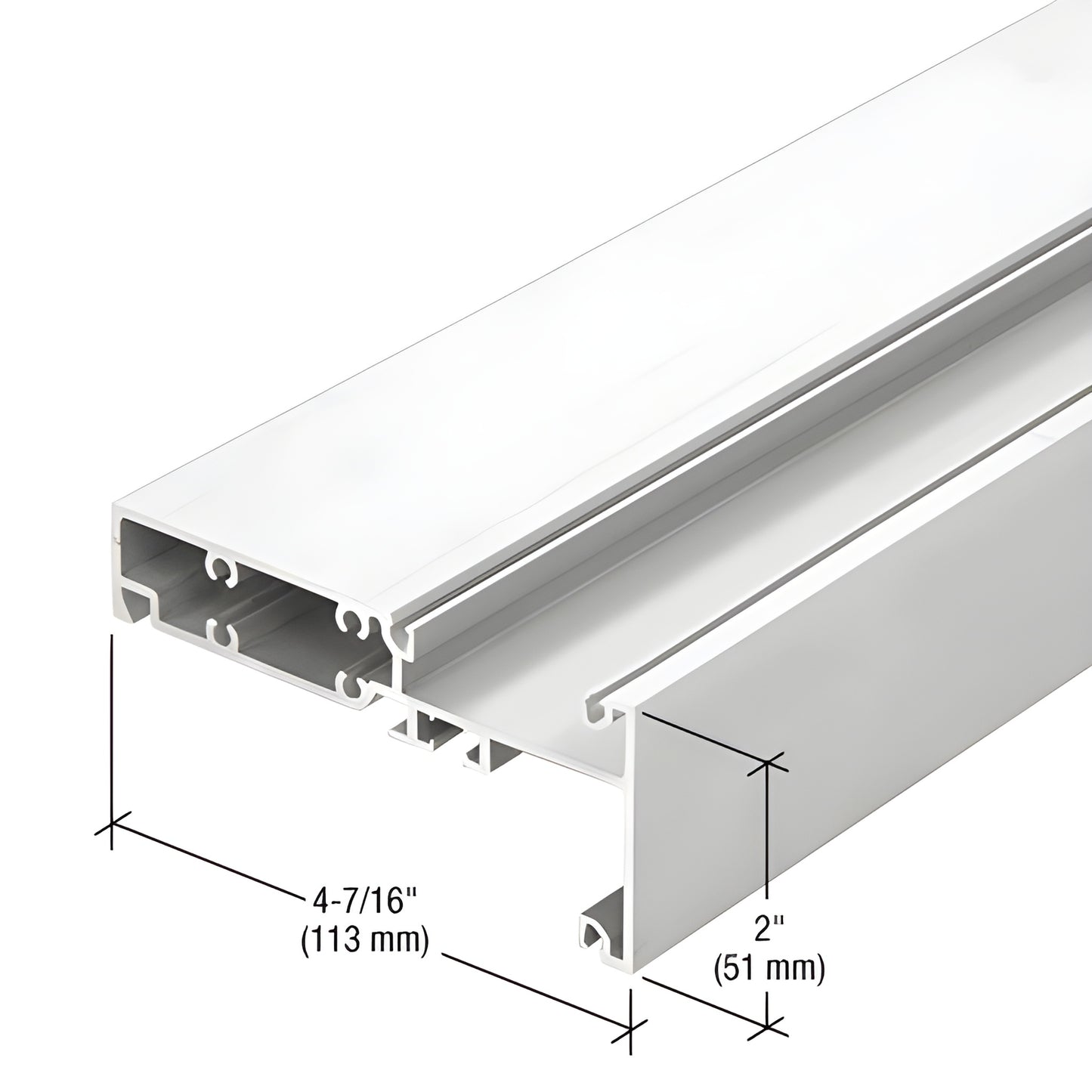 CRL-U.S. Aluminum Interior Horizontal Glazing Rail, White KYNAR® 24'-2"