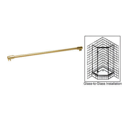 CRL 39" Polished Brass Glass-to-Glass Shower Support Bar 3/8"-1/2"