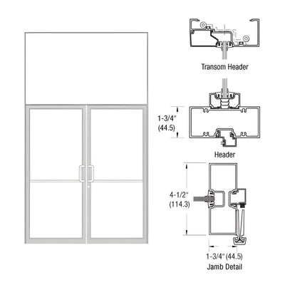 CRL-U.S. Aluminum Custom Sized Clear Anodized Series 450 Tubular Gear Hinge Transom Frame Complete (2FT)