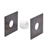Two black square vinyl gaskets and a white cylindrical spacer for the SS0B standoff railing system.