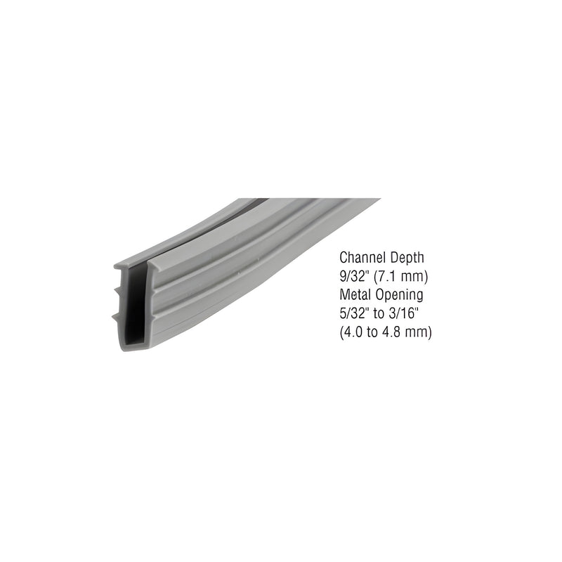 A close-up view of a gray CRL glazing vinyl strip showing its U-shaped channel profile.