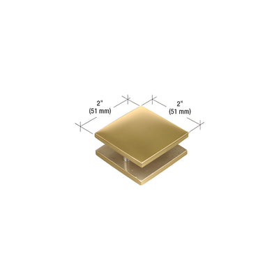 CRL Polished Brass 2" x 2" Square Mall Front Clamp