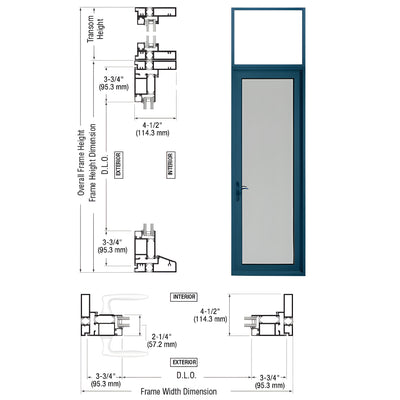 CRL Custom KYNAR® Paint Series 925 Hinged Left Swing Out Patio Single Door with 10" Bottom Rail and Low Profile Threshold