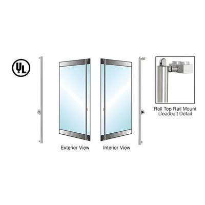 CRL-Blumcraft® Brushed Stainless Left Hand Reverse Roll Top Rail Mount Cylinder/Thumbturn "F" Exterior Top Securing Deadbolt Handle