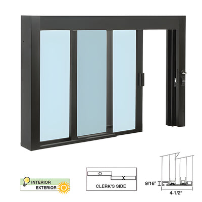 CRL Standard Size Self-Closing Deluxe Service Window Glazed with Half-Track