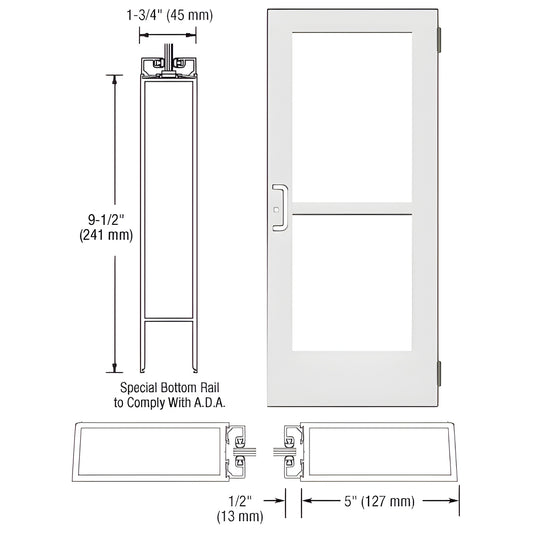 CRL-U.S. Aluminum KYNAR® White 550 Wide Stile Butt-Hinge Panic Door