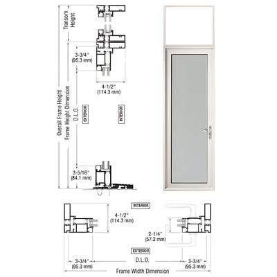 CRL-U.S. Aluminum White KYNAR® Paint Series 925 Single Transom Patio Door Hinge Left Swing Out