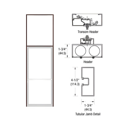 CRL-U.S. Aluminum Custom Sized Bronze Black Anodized Series 450 Tubular Center Hung Transom Frame Complete (1FT)