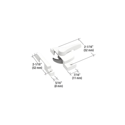 CRL White Window Sash Lock with 2-1/16" Screw Holes