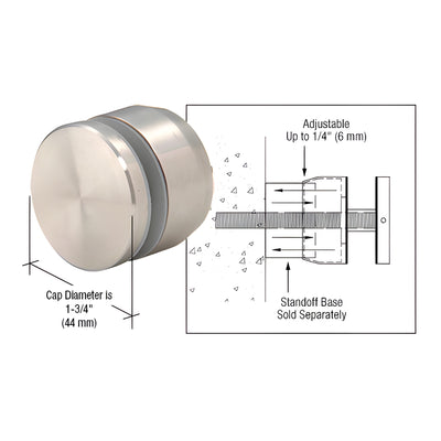 CRL 316 Brushed Stainless Adjustable Height Standoff Cap for 1-1/2" Base