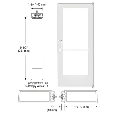 CRL-U.S. Aluminum White KYNAR® Paint Custom Single Series 550 Wide Stile Offset Pivot Entrance Door for Surface Mount Door Closer
