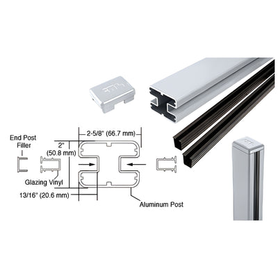 CRL Mill AWS 2" x 2-5/8" Rectangular 180 Degree 72" Center Post Kit
