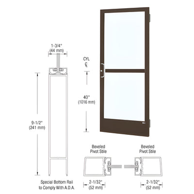 CRL-U.S. Aluminum Bronze Black Anodized Custom Single 36" x 84" Series 250 Narrow Stile Butt Hinge Entrance Door