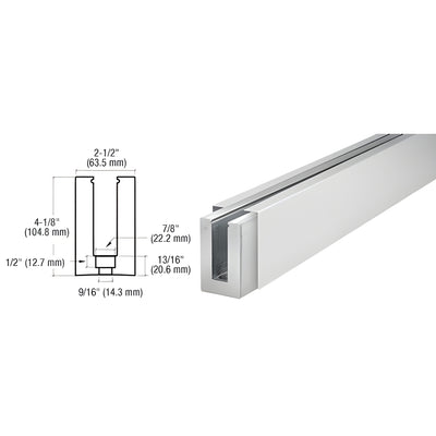 CRL Satin Anodized Custom B5S Series Square Base Shoe Drilled for 1/2" Glass