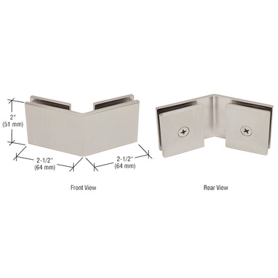 CRL Brushed Nickel Square 135 Degree Glass-to-Glass Clamp