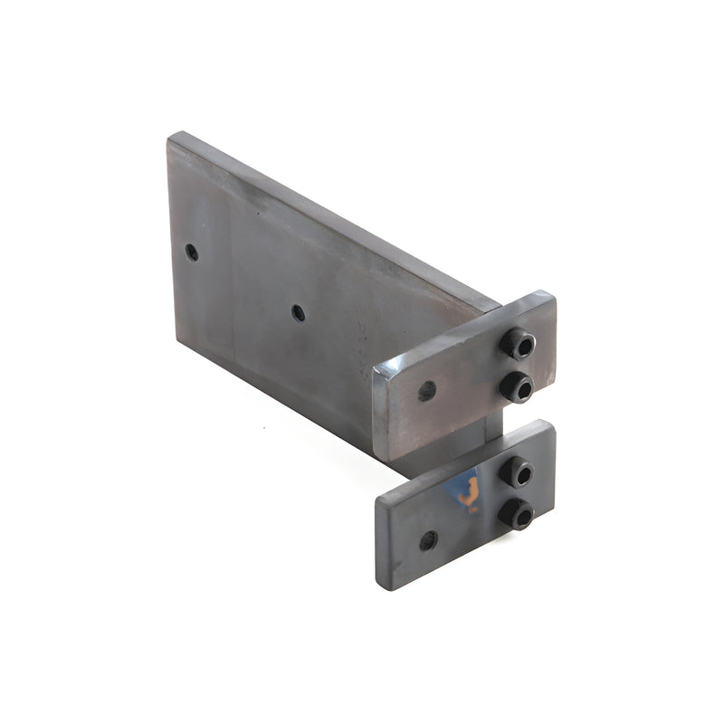 A mill finish steel drill jig designed for BW3250 Series vertical mullions in curtain wall construction.