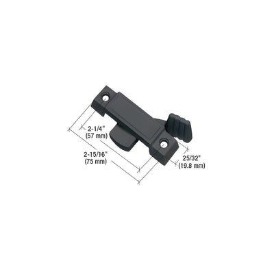 CRL Black Sliding Window Lock with 2-1/4" Screw Holes and 3/8" Latch Projection