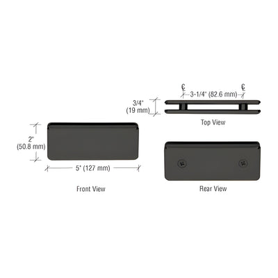 CRL Matte Black Beveled 180º Glass-to-Glass Clamp