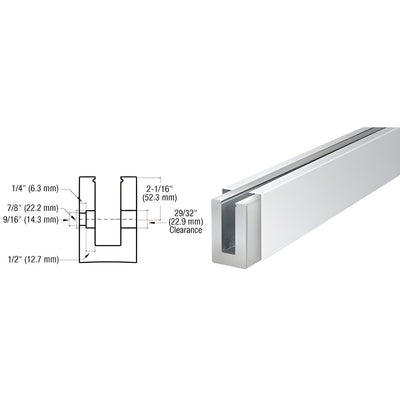 CRL B7S Series Polished Stainless Custom Length Square Base Shoe Fascia Mount Drilled for 3/4" Glass