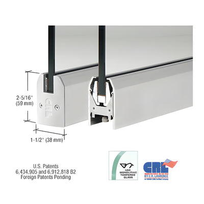 CRL Satin Anodized 3/8" Glass Low Profile Tapered Door Rail Without Lock - Custom Length