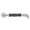 A CRL combo screen roller and cutter tool featuring a 2-inch nylon wheel and a curved cutting blade with a wooden handle.