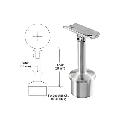 CRL Brushed Stainless Post Mounted Adjustable Radius Saddle Hand Rail Support