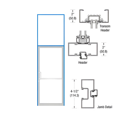 CRL-U.S. Aluminum Clear Anodized Transom Frame for Single Butt Hung Right Hand Door Using Surface Mount Closer