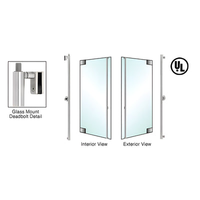 CRL-Blumcraft® Brushed Stainless Right Hand Reverse Glass Mount Cylinder/Thumbturn 'F' Top Secured Deadbolt Exterior Handle