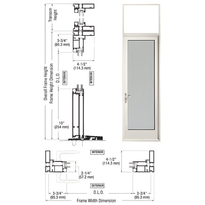 CRL-U.S. Aluminum White KYNAR® Paint Series 925 Transom Patio Door Hinge Left Swing Out