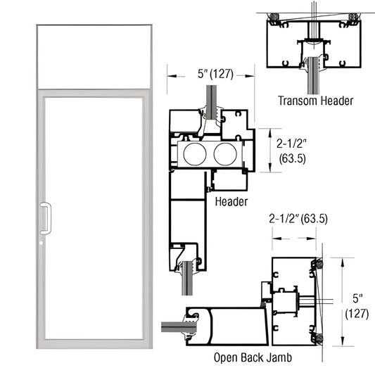 CRL-U.S. Aluminum IG500 Clear-Anodized Transom Door Frame for Butt Hinge & Overhead Concealed Closer