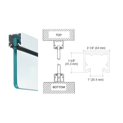 CRL Satin Anodized Wide U-Channel with Top Load Roll-In Glazing Gasket for 5/8" & 3/4" Glass - 120" Length