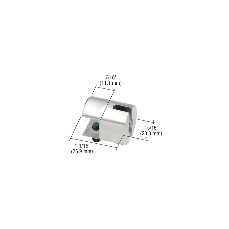 A polished nickel brass horizontal shelf connector shown with technical dimension labels.