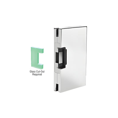 CRL Polished Stainless 6" x 10" RH/LHR Custom Center Lock Glass Keeper with Deadlatch Electric Strike